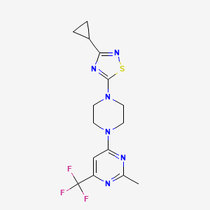 molecular formula C15H17F3N6S B6456721 4-[4-(3-cyclopropyl-1,2,4-thiadiazol-5-yl)piperazin-1-yl]-2-methyl-6-(trifluoromethyl)pyrimidine CAS No. 2549034-89-9