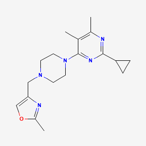 molecular formula C18H25N5O B6456723 2-cyclopropyl-4,5-dimethyl-6-{4-[(2-methyl-1,3-oxazol-4-yl)methyl]piperazin-1-yl}pyrimidine CAS No. 2549030-06-8