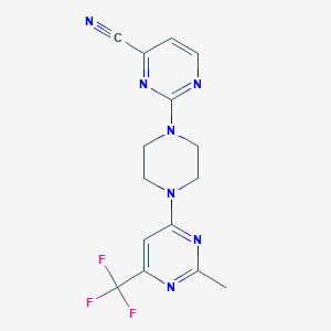 molecular formula C15H14F3N7 B6456729 2-{4-[2-methyl-6-(trifluoromethyl)pyrimidin-4-yl]piperazin-1-yl}pyrimidine-4-carbonitrile CAS No. 2549035-00-7