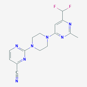 molecular formula C15H15F2N7 B6456730 2-{4-[6-(difluoromethyl)-2-methylpyrimidin-4-yl]piperazin-1-yl}pyrimidine-4-carbonitrile CAS No. 2549043-78-7