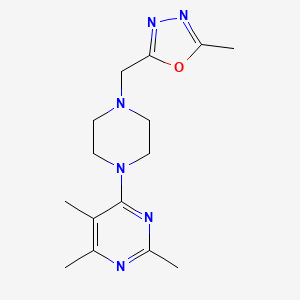 molecular formula C15H22N6O B6456742 2,4,5-trimethyl-6-{4-[(5-methyl-1,3,4-oxadiazol-2-yl)methyl]piperazin-1-yl}pyrimidine CAS No. 2548990-03-8