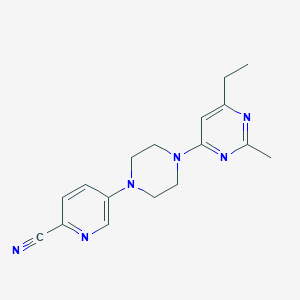 molecular formula C17H20N6 B6456774 5-[4-(6-ethyl-2-methylpyrimidin-4-yl)piperazin-1-yl]pyridine-2-carbonitrile CAS No. 2549040-12-0