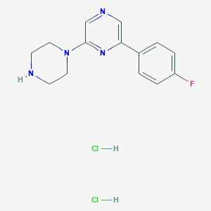 molecular formula C14H17Cl2FN4 B6456777 2-(4-fluorophenyl)-6-(piperazin-1-yl)pyrazine dihydrochloride CAS No. 2549031-14-1
