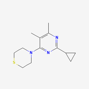 molecular formula C13H19N3S B6456786 4-(2-cyclopropyl-5,6-dimethylpyrimidin-4-yl)thiomorpholine CAS No. 2549032-04-2