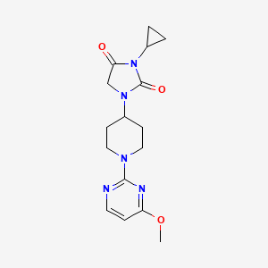 molecular formula C16H21N5O3 B6456795 3-cyclopropyl-1-[1-(4-methoxypyrimidin-2-yl)piperidin-4-yl]imidazolidine-2,4-dione CAS No. 2549020-31-5