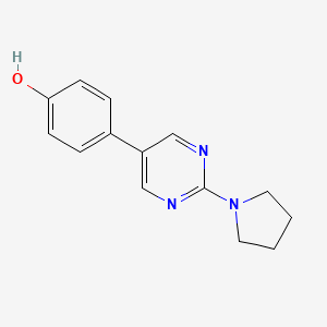 molecular formula C14H15N3O B6456816 4-[2-(pyrrolidin-1-yl)pyrimidin-5-yl]phenol CAS No. 2549032-06-4