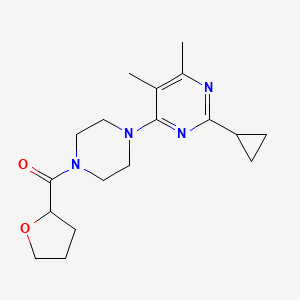 molecular formula C18H26N4O2 B6456818 2-cyclopropyl-4,5-dimethyl-6-[4-(oxolane-2-carbonyl)piperazin-1-yl]pyrimidine CAS No. 2549035-23-4