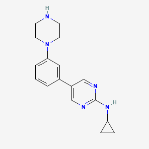 molecular formula C17H21N5 B6456820 N-cyclopropyl-5-[3-(piperazin-1-yl)phenyl]pyrimidin-2-amine CAS No. 2549042-61-5