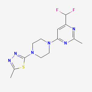 molecular formula C13H16F2N6S B6456833 4-(difluoromethyl)-2-methyl-6-[4-(5-methyl-1,3,4-thiadiazol-2-yl)piperazin-1-yl]pyrimidine CAS No. 2549041-60-1