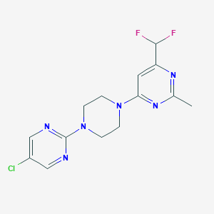 molecular formula C14H15ClF2N6 B6456917 4-[4-(5-chloropyrimidin-2-yl)piperazin-1-yl]-6-(difluoromethyl)-2-methylpyrimidine CAS No. 2549054-59-1