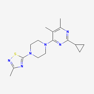 molecular formula C16H22N6S B6456942 2-cyclopropyl-4,5-dimethyl-6-[4-(3-methyl-1,2,4-thiadiazol-5-yl)piperazin-1-yl]pyrimidine CAS No. 2548976-15-2