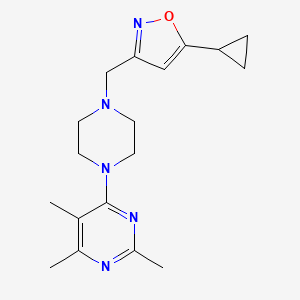 molecular formula C18H25N5O B6456943 4-{4-[(5-cyclopropyl-1,2-oxazol-3-yl)methyl]piperazin-1-yl}-2,5,6-trimethylpyrimidine CAS No. 2549046-98-0