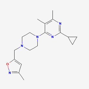 molecular formula C18H25N5O B6456951 2-cyclopropyl-4,5-dimethyl-6-{4-[(3-methyl-1,2-oxazol-5-yl)methyl]piperazin-1-yl}pyrimidine CAS No. 2549065-94-1