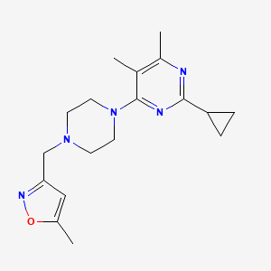 molecular formula C18H25N5O B6456956 2-cyclopropyl-4,5-dimethyl-6-{4-[(5-methyl-1,2-oxazol-3-yl)methyl]piperazin-1-yl}pyrimidine CAS No. 2549008-49-1