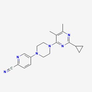 molecular formula C19H22N6 B6456979 5-[4-(2-cyclopropyl-5,6-dimethylpyrimidin-4-yl)piperazin-1-yl]pyridine-2-carbonitrile CAS No. 2549042-50-2