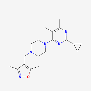molecular formula C19H27N5O B6456982 2-cyclopropyl-4-{4-[(3,5-dimethyl-1,2-oxazol-4-yl)methyl]piperazin-1-yl}-5,6-dimethylpyrimidine CAS No. 2549038-12-0