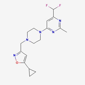 molecular formula C17H21F2N5O B6456988 4-{4-[(5-cyclopropyl-1,2-oxazol-3-yl)methyl]piperazin-1-yl}-6-(difluoromethyl)-2-methylpyrimidine CAS No. 2549003-93-0