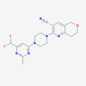 molecular formula C19H20F2N6O B6457006 2-{4-[6-(difluoromethyl)-2-methylpyrimidin-4-yl]piperazin-1-yl}-5H,7H,8H-pyrano[4,3-b]pyridine-3-carbonitrile CAS No. 2549042-53-5