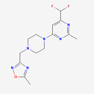 molecular formula C14H18F2N6O B6457022 4-(difluoromethyl)-2-methyl-6-{4-[(5-methyl-1,2,4-oxadiazol-3-yl)methyl]piperazin-1-yl}pyrimidine CAS No. 2549012-64-6