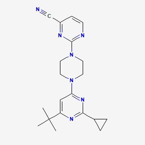 molecular formula C20H25N7 B6457029 2-[4-(6-tert-butyl-2-cyclopropylpyrimidin-4-yl)piperazin-1-yl]pyrimidine-4-carbonitrile CAS No. 2549003-97-4