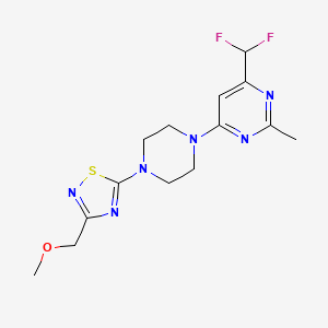 molecular formula C14H18F2N6OS B6457058 4-(difluoromethyl)-6-{4-[3-(methoxymethyl)-1,2,4-thiadiazol-5-yl]piperazin-1-yl}-2-methylpyrimidine CAS No. 2549029-05-0