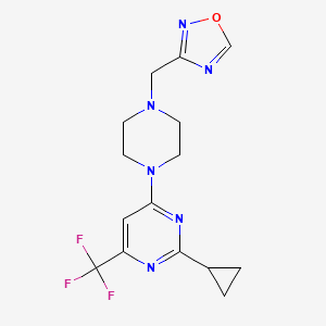 molecular formula C15H17F3N6O B6457067 2-cyclopropyl-4-{4-[(1,2,4-oxadiazol-3-yl)methyl]piperazin-1-yl}-6-(trifluoromethyl)pyrimidine CAS No. 2548980-50-1