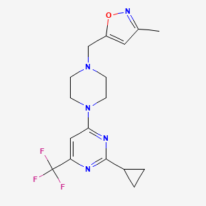 molecular formula C17H20F3N5O B6457083 2-cyclopropyl-4-{4-[(3-methyl-1,2-oxazol-5-yl)methyl]piperazin-1-yl}-6-(trifluoromethyl)pyrimidine CAS No. 2549034-07-1