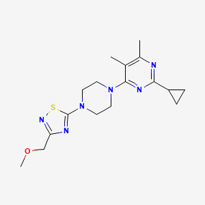 molecular formula C17H24N6OS B6457085 2-cyclopropyl-4-{4-[3-(methoxymethyl)-1,2,4-thiadiazol-5-yl]piperazin-1-yl}-5,6-dimethylpyrimidine CAS No. 2549040-80-2
