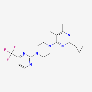 molecular formula C18H21F3N6 B6457093 2-cyclopropyl-4,5-dimethyl-6-{4-[4-(trifluoromethyl)pyrimidin-2-yl]piperazin-1-yl}pyrimidine CAS No. 2548994-72-3