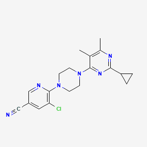 molecular formula C19H21ClN6 B6457104 5-chloro-6-[4-(2-cyclopropyl-5,6-dimethylpyrimidin-4-yl)piperazin-1-yl]pyridine-3-carbonitrile CAS No. 2548981-59-3
