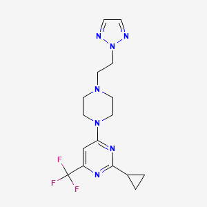 molecular formula C16H20F3N7 B6457105 2-cyclopropyl-4-{4-[2-(2H-1,2,3-triazol-2-yl)ethyl]piperazin-1-yl}-6-(trifluoromethyl)pyrimidine CAS No. 2549034-20-8