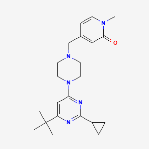 molecular formula C22H31N5O B6457106 4-{[4-(6-tert-butyl-2-cyclopropylpyrimidin-4-yl)piperazin-1-yl]methyl}-1-methyl-1,2-dihydropyridin-2-one CAS No. 2549019-02-3