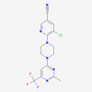 molecular formula C16H14ClF3N6 B6457132 5-chloro-6-{4-[2-methyl-6-(trifluoromethyl)pyrimidin-4-yl]piperazin-1-yl}pyridine-3-carbonitrile CAS No. 2549013-21-8