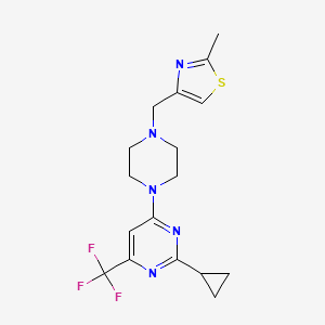 molecular formula C17H20F3N5S B6457142 2-cyclopropyl-4-{4-[(2-methyl-1,3-thiazol-4-yl)methyl]piperazin-1-yl}-6-(trifluoromethyl)pyrimidine CAS No. 2549022-17-3