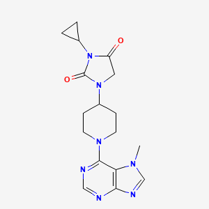 molecular formula C17H21N7O2 B6457172 3-cyclopropyl-1-[1-(7-methyl-7H-purin-6-yl)piperidin-4-yl]imidazolidine-2,4-dione CAS No. 2549021-04-5