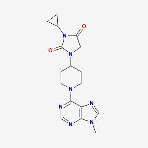 molecular formula C17H21N7O2 B6457186 3-cyclopropyl-1-[1-(9-methyl-9H-purin-6-yl)piperidin-4-yl]imidazolidine-2,4-dione CAS No. 2549021-46-5