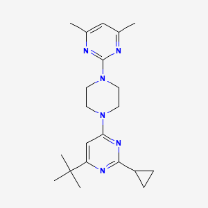 molecular formula C21H30N6 B6457205 4-tert-butyl-2-cyclopropyl-6-[4-(4,6-dimethylpyrimidin-2-yl)piperazin-1-yl]pyrimidine CAS No. 2549048-58-8