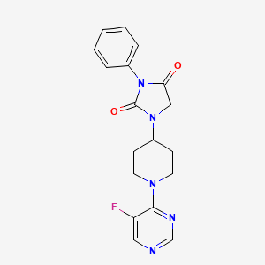 molecular formula C18H18FN5O2 B6457212 1-[1-(5-fluoropyrimidin-4-yl)piperidin-4-yl]-3-phenylimidazolidine-2,4-dione CAS No. 2548980-51-2
