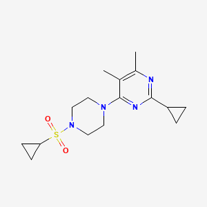 molecular formula C16H24N4O2S B6457213 4-[4-(cyclopropanesulfonyl)piperazin-1-yl]-2-cyclopropyl-5,6-dimethylpyrimidine CAS No. 2549010-18-4