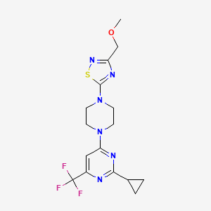 molecular formula C16H19F3N6OS B6457220 2-cyclopropyl-4-{4-[3-(methoxymethyl)-1,2,4-thiadiazol-5-yl]piperazin-1-yl}-6-(trifluoromethyl)pyrimidine CAS No. 2549040-87-9