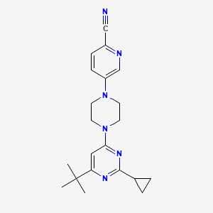molecular formula C21H26N6 B6457228 5-[4-(6-tert-butyl-2-cyclopropylpyrimidin-4-yl)piperazin-1-yl]pyridine-2-carbonitrile CAS No. 2549026-86-8