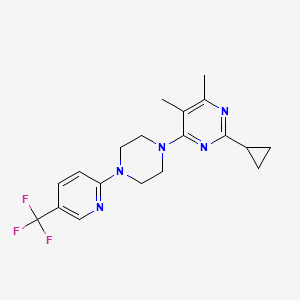 molecular formula C19H22F3N5 B6457236 2-cyclopropyl-4,5-dimethyl-6-{4-[5-(trifluoromethyl)pyridin-2-yl]piperazin-1-yl}pyrimidine CAS No. 2549003-48-5