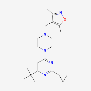 molecular formula C21H31N5O B6457258 4-tert-butyl-2-cyclopropyl-6-{4-[(3,5-dimethyl-1,2-oxazol-4-yl)methyl]piperazin-1-yl}pyrimidine CAS No. 2549032-24-6