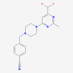 molecular formula C18H19F2N5 B6457264 4-({4-[6-(difluoromethyl)-2-methylpyrimidin-4-yl]piperazin-1-yl}methyl)benzonitrile CAS No. 2549048-43-1