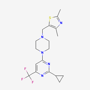 molecular formula C18H22F3N5S B6457274 2-cyclopropyl-4-{4-[(2,4-dimethyl-1,3-thiazol-5-yl)methyl]piperazin-1-yl}-6-(trifluoromethyl)pyrimidine CAS No. 2549048-48-6
