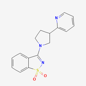 molecular formula C16H15N3O2S B6457275 3-[3-(pyridin-2-yl)pyrrolidin-1-yl]-1??,2-benzothiazole-1,1-dione CAS No. 2549036-53-3