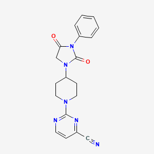 molecular formula C19H18N6O2 B6457297 2-[4-(2,4-dioxo-3-phenylimidazolidin-1-yl)piperidin-1-yl]pyrimidine-4-carbonitrile CAS No. 2549038-42-6