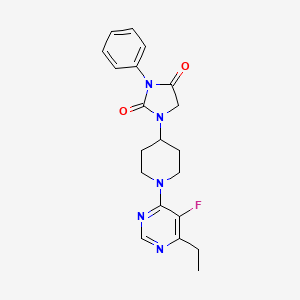 molecular formula C20H22FN5O2 B6457300 1-[1-(6-ethyl-5-fluoropyrimidin-4-yl)piperidin-4-yl]-3-phenylimidazolidine-2,4-dione CAS No. 2548975-15-9