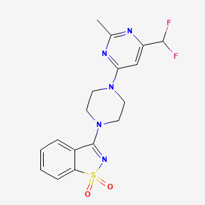 molecular formula C17H17F2N5O2S B6457335 3-{4-[6-(difluoromethyl)-2-methylpyrimidin-4-yl]piperazin-1-yl}-1??,2-benzothiazole-1,1-dione CAS No. 2549045-55-6