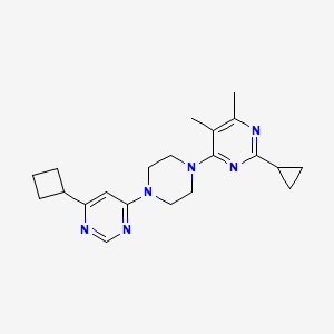 molecular formula C21H28N6 B6457337 4-[4-(6-cyclobutylpyrimidin-4-yl)piperazin-1-yl]-2-cyclopropyl-5,6-dimethylpyrimidine CAS No. 2549000-82-8